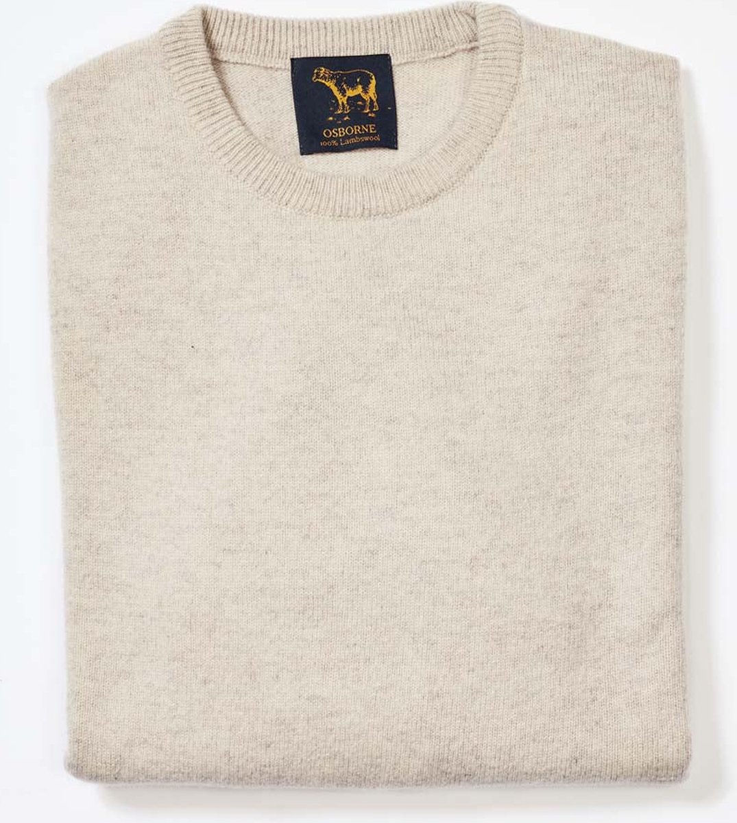 Osborne Knitwear Trui met ronde hals - Sweater heren in Lamswol - Pullover Heren - Clay - 2XL