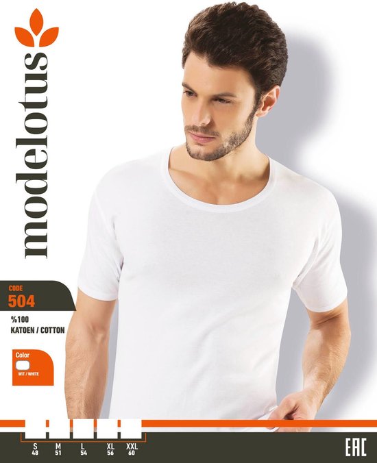 2pack Mode Lotus - Katoen - Korte Mauw - t-shirts - t shirt heren - heren t shirt - Heren Onderhemd - Kleur:Wit Maat L