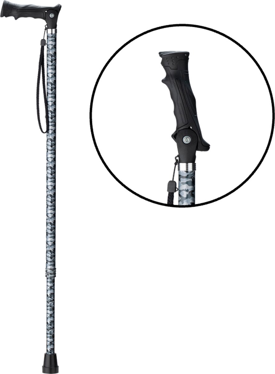 MultiMotion wandelstok en nordic walking in één - Loopstok - Verstelbaar 84 - 126 cm - In hoogte verstelbaar