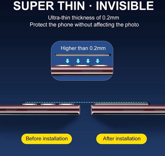 Protecteur de verre pour objectif d'appareil photo - protecteur Adapté pour: Samsung Galaxy S23 Ultra - Zwart - 2x