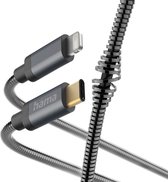 Hama Metal USB-C naar Lightning kabel - Oplaadkabel geschikt voor iPhone / iPad - MFI gecertificeerd - Power Delivery - 3A USB2.0 - 480Mbps - 150cm - Antraciet