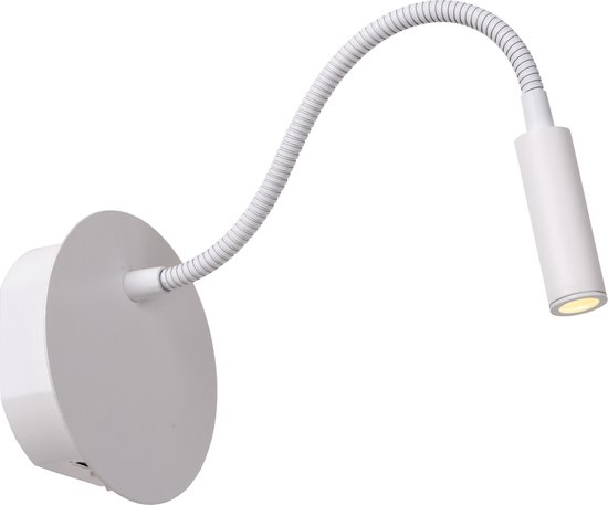 Lucide JOLIJN - Oplaadbare Bedlamp / Wandlamp - Accu/Batterij - Ø 11 cm - LED - 1x2W 3000K - Magnetisch - Wit