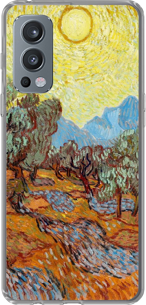 Telefoonhoesje Geschikt voor OnePlus Nord 2 5G hoesje - Olijfbomen met gele hemel en zon - Vincent van Gogh - Siliconen Telefoonhoesje Telefoonhoesje