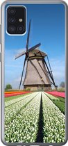Geschikt voor Samsung Galaxy A52 5G hoesje - Molen tussen de tulpen in Nederland - Siliconen Telefoonhoesje