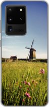 Geschikt voor Samsung Galaxy S20 Ultra hoesje - Een molen met bloemen - Siliconen Telefoonhoesje