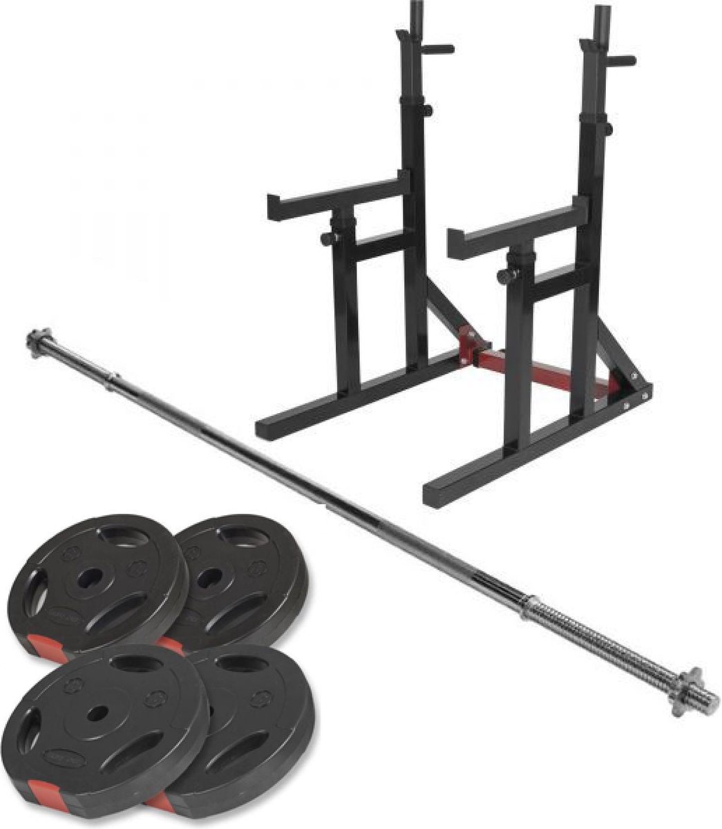 Gorilla Sports Squat Rack met 40 kg Set gripper kunststof - 30 mm - Schroefsluiting