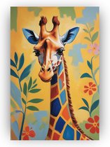 Giraffe Matisse stijl - Henri Matisse schilderijen - Schilderij giraffe - Schilderijen op canvas industrieel - Schilderij op canvas - Wanddecoratie slaapkamer - 100 x 150 cm 18mm