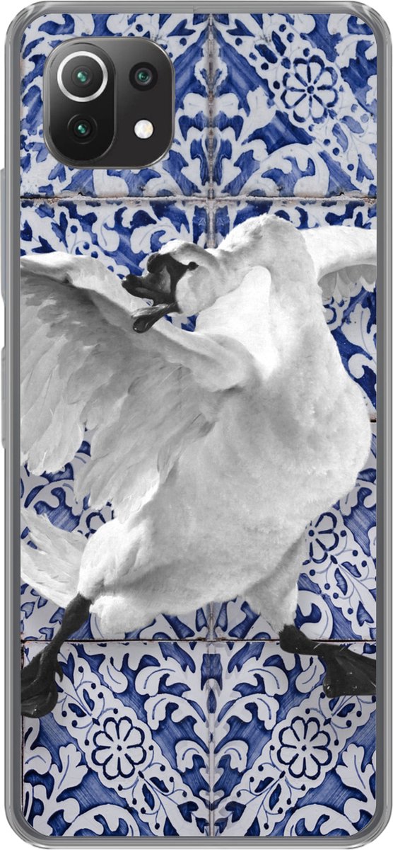 Telefoonhoesje Geschikt voor Xiaomi 11T hoesje - Zwaan - Kunst - Delfts blauw - Schilderij - Oude meesters - Siliconen Telefoonhoesje Telefoonhoesje