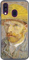 Geschikt voor Samsung Galaxy A40 hoesje - Zelfportret met strohoed - Vincent van Gogh - Siliconen Telefoonhoesje