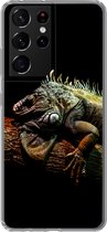 Geschikt voor Samsung Galaxy S21 Ultra hoesje - Dier - Tak - Zwart - Siliconen Telefoonhoesje