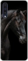 Geschikt voor Samsung Galaxy A50 hoesje - Paard - Dier - Zwart - Siliconen Telefoonhoesje