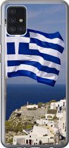 Geschikt voor Samsung Galaxy A52 5G hoesje - Vlag Griekenland bij een dorp - Siliconen Telefoonhoesje