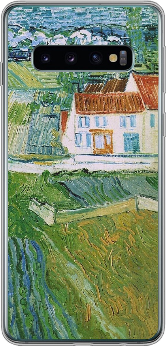 Telefoonhoesje Geschikt voor Samsung Galaxy S10 hoesje - Landschap met koets en trein - Vincent van Gogh - Siliconen Telefoonhoesje Telefoonhoesje