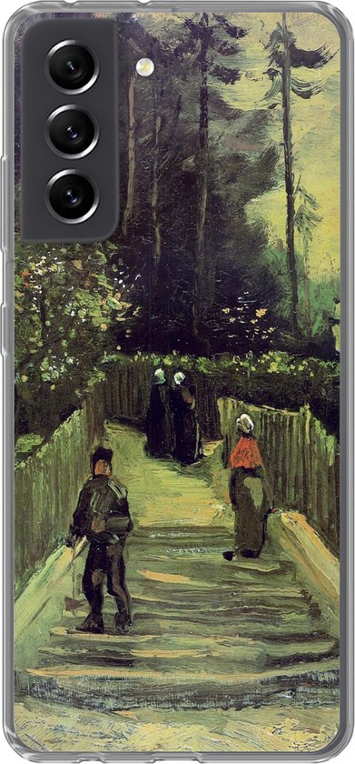 Telefoonhoesje Geschikt voor Samsung Galaxy S21 FE hoesje - Hellend pad in Montmartre - Vincent van Gogh - Siliconen Telefoonhoesje Telefoonhoesje