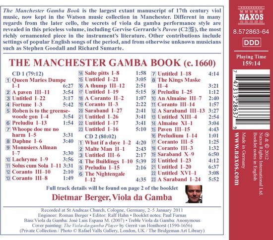 Dietmar Berger - The Manchester Gamba Book (c.1660) (2 CD)
