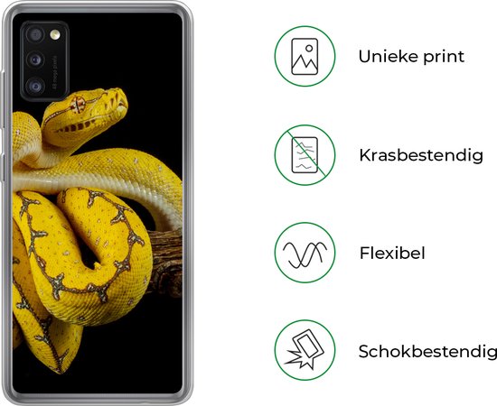 Coque Samsung Galaxy A41 - Serpent - Branche - Jaune - Coque de téléphone en Siliconen