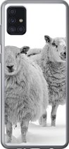 Geschikt voor Samsung Galaxy A52 5G hoesje - Schapen - Sneeuw - Wit - Siliconen Telefoonhoesje