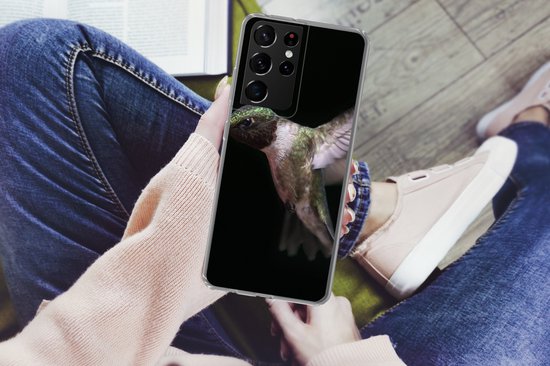 Coque Samsung Galaxy S21 Ultra - Colibri gorge rubis sur fond noir - Siliconen