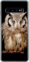 Samsung Galaxy S10 hoesje - Uil - Vogel - Zwart - Siliconen Telefoonhoesje