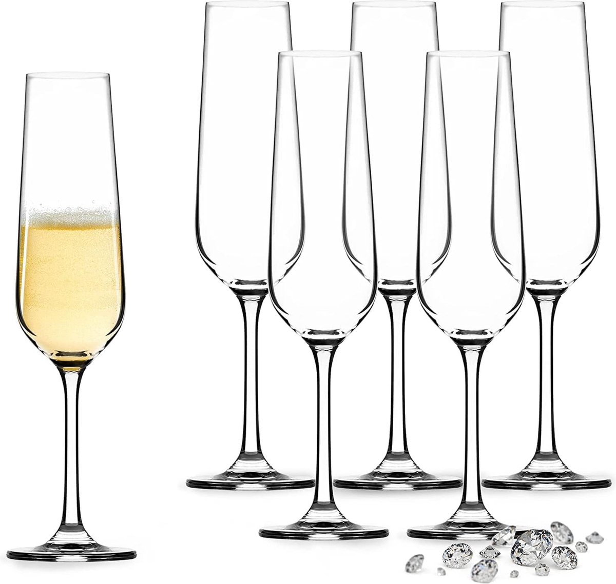 Champagneglazen set van 6 250 ml 6 stuks hoogwaardige set van 6 stuks vaatwasmachinebestendige glazen champagneglazen kristalglazen