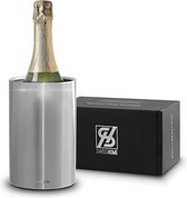 Wijnkoeler/champagnekoeler van roestvrij staal in premium geschenkverpakking, voor champagneflessen tot 1,5 l