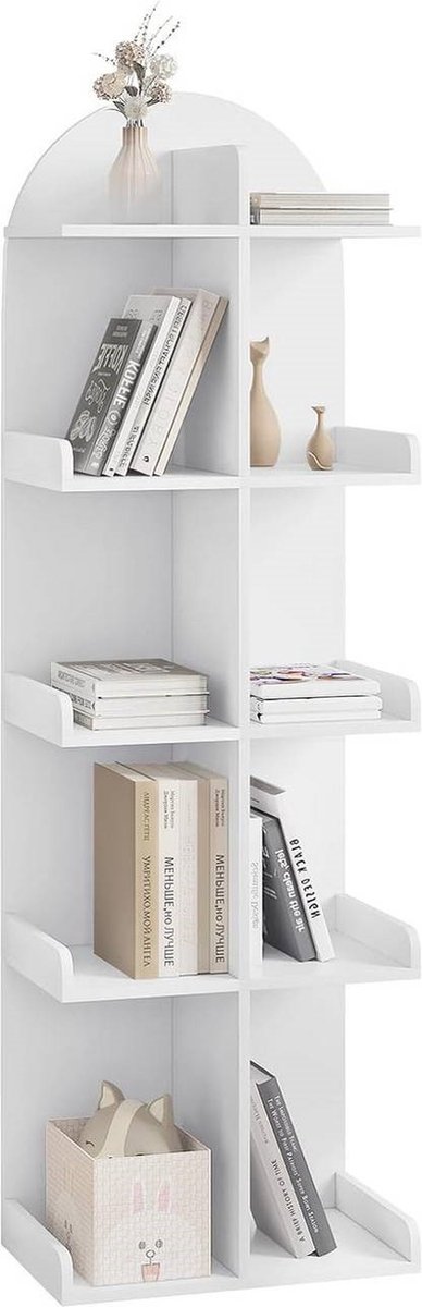 BukkitBow - Boekenkast - Staande Boekenkast - Open Ontwerp met 10 Legplanken op 5 Niveaus - Wit