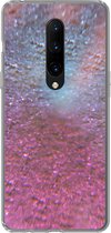 Geschikt voor OnePlus 7 Pro hoesje - Roze - Glitter - Abstract - Design - Blauw - Siliconen Telefoonhoesje