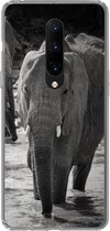 Geschikt voor OnePlus 7 Pro hoesje - Olifant - Dieren - Water - Zwart wit - Siliconen Telefoonhoesje