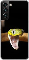 Geschikt voor Samsung Galaxy S22 hoesje - Slang - Dier - Zwart - Siliconen Telefoonhoesje