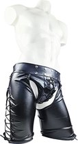 BamBella ® Nep Leer broek - Maat M - Zwart - BDSM kleding erotische onderbroek heren kleding