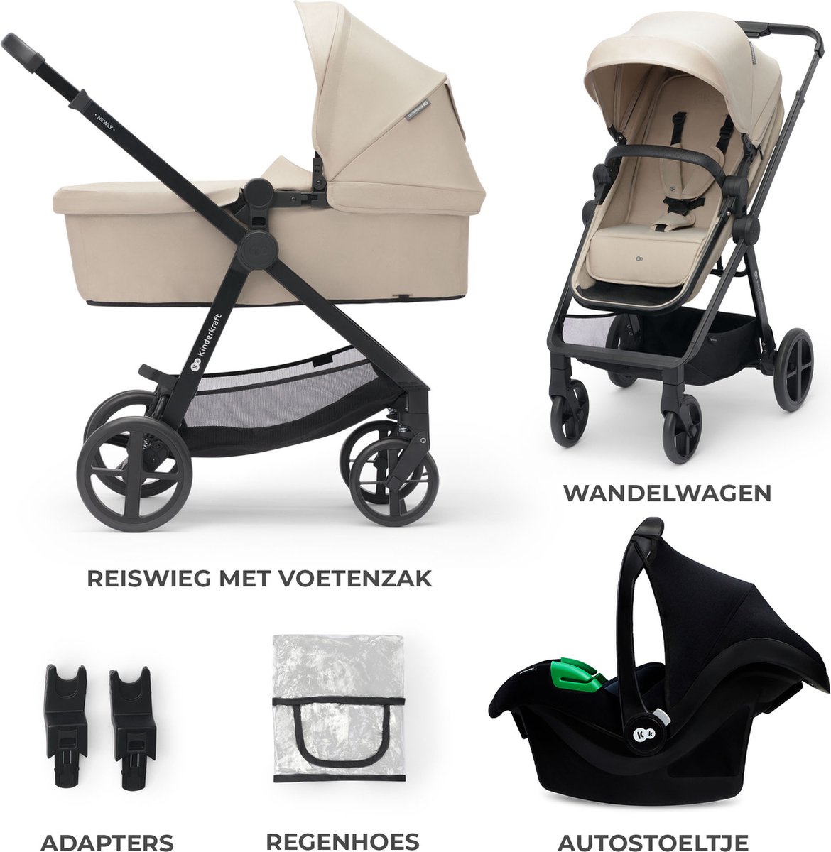 Kinderkraft NEWLY 3-in-1 Kinderwagen - Tot 22 kg - afbeelding 2