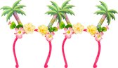 Boland Carnaval verkleed Tiara/diadeem - 2x - Palmbomen en bloemen - dames - Tropische Hawaii thema