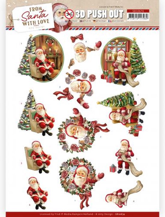 3D Push Out - Amy Design - From Santa with Love - Santa