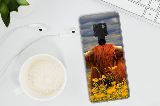 Coque Huawei P40 Lite - Highlander écossais - Animaux - Fleurs - Coque de téléphone en Siliconen