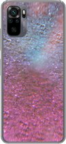 Geschikt voor Xiaomi Redmi Note 10 Pro hoesje - Roze - Glitter - Abstract - Design - Blauw - Siliconen Telefoonhoesje