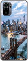 Telefoonhoesje Geschikt voor Xiaomi Redmi Note 10S hoesje - New York - Brooklyn Bridge - Boot - Siliconen Telefoonhoesje