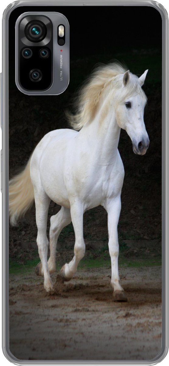Telefoonhoesje Geschikt voor Xiaomi Geschikt voor Redmi Note 10 hoesje - Paarden - Zand - Donker - Siliconen Telefoonhoesje Telefoonhoesje