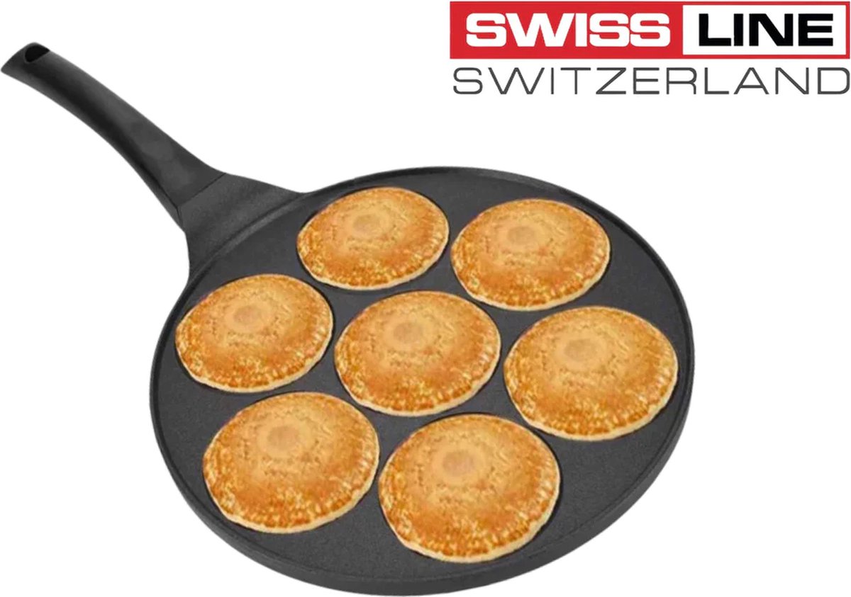 SWISS LINE Pannenkoekenpan Pancake Pan 7 Crêpemaker Voor Alle Warmtebronnen Anti aanbaklaag Zwart