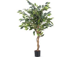 Kunstplant Ficus Groen 120 Cm - Nep Ficus - Hoge Kunstplant - Prachtige Kantoorplant/Kamerplant