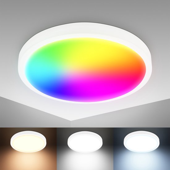 B.K.Licht - Slimme LED Plafondlamp - met app bediening - dimbaar - WiFi - instelbare kleurtemperatuur - Ø27cm