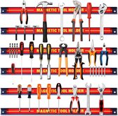 Set van 6 magneetstrips, 46 cm, magneetrail, magnetische gereedschapshouder, wand, incl. montagemateriaal, magneetstrip, gereedschap, magneet, gereedschaplijst, magneethouder, werkplaats, rood