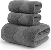 Badhanddoek, handdoeken, badhanddoek van katoen, sauna handdoek, douchehanddoek, microvezel handdoeken, grote, zachte en absorberende douchehanddoeken, 70 x 140 cm (grijs, 1 badhanddoeken en 2