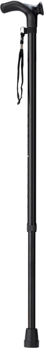 Wandelstok Zwart Links met anatomisch comfort handvat en polsbandje - Loopstok - Verstelbaar 75 - 97 cm - Lichtgewicht