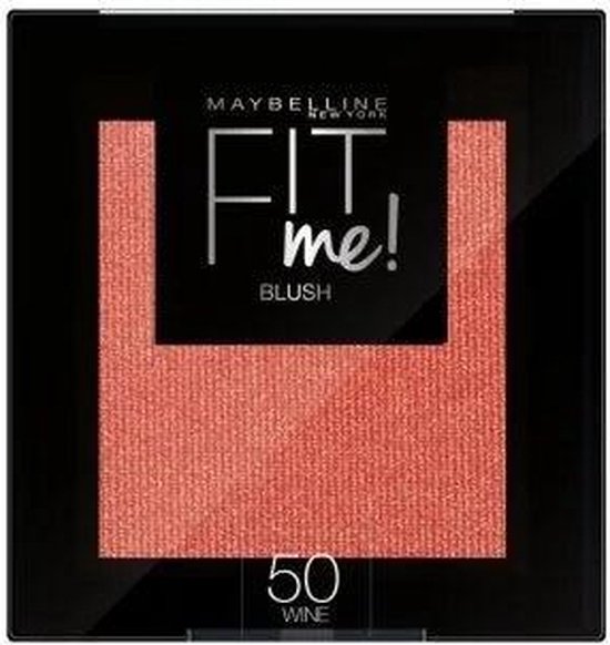 Maybelline Fit Me Blush 50 Wine, een koraalrode blush met fijne glitters.