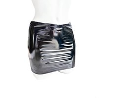 BamBella® - Datex (Mix latex en stof) mini rok - S/M - Sexy Erotische dames BDSM SM fetish kleding zwart