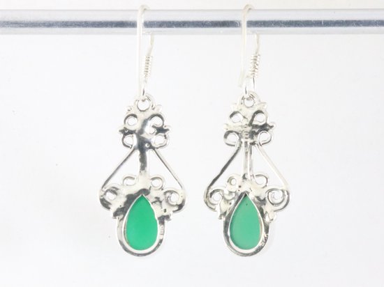 Echt 925 zilveren druppel oorbellen turkoois groen