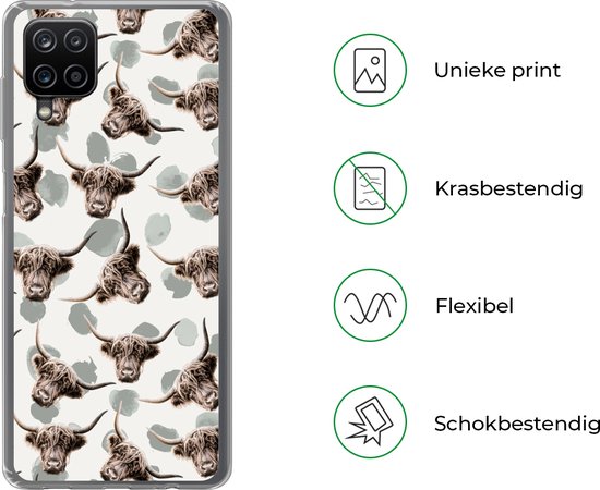 Coque Samsung Galaxy A12 - Vache - Highlander écossais - Animaux - Siliconen