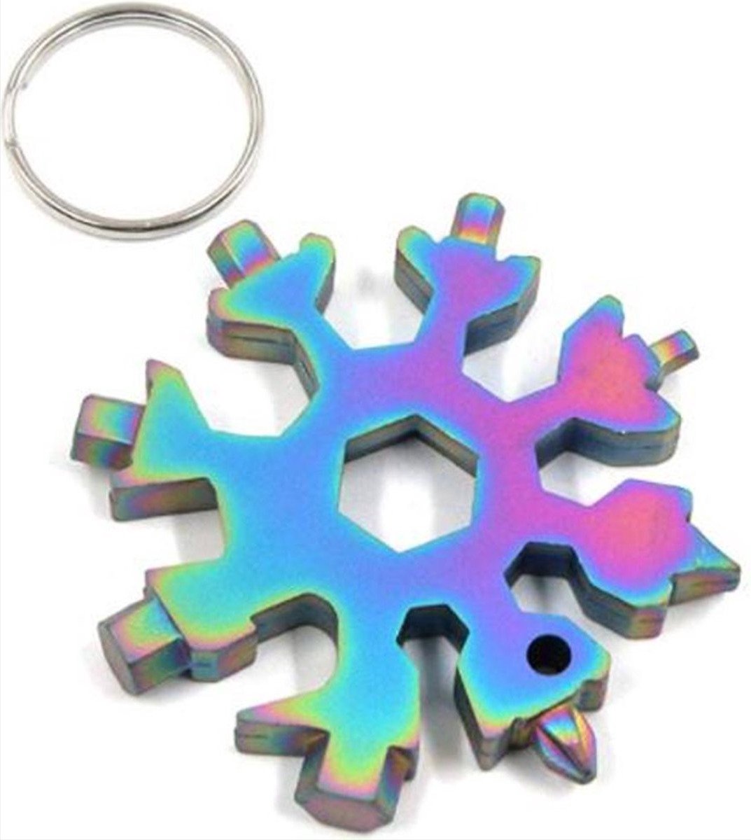 Multifunctionele 18-in-1 Sneeuwvlok Multitool - Ideaal voor Ringsleutel, Inbussleutel, Schroevendraaier en meer! - Inclusief Flesopener, Mesje en Snowflake - Perfect voor Sinterklaas en Kerst - van Heble®