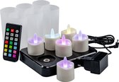 LED RGB -Cire/bougies chauffe-plat étanches 68 heures rechargeables (6 pièces) avec télécommande