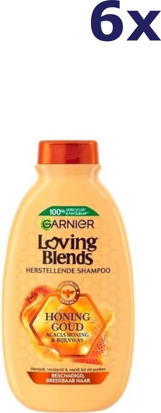 Garnier Loving Blends Honing Goud Herstellende Shampoo Voordeelverpakking - Beschadigd, Breekbaar Haar - 6 x 300ml - Garnier